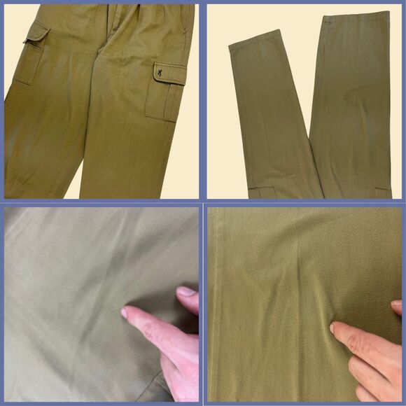 1990s Browning 36x34 hunting pants, vintage mens cargo style outdoor khaki pants - Picture 3 of 6